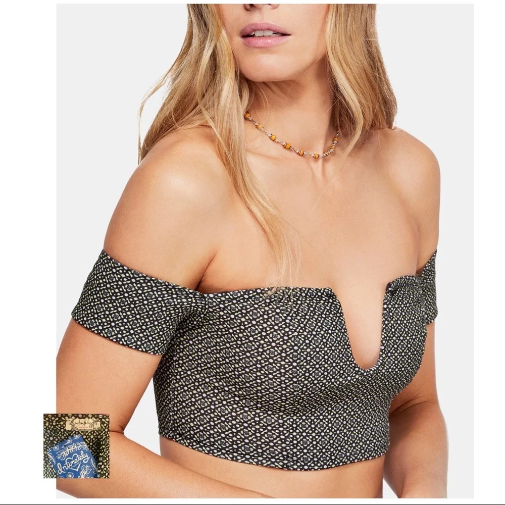 Free People NWT Black Lucky Now Off Shoulder Brami